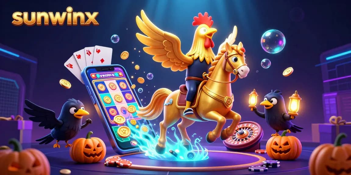 Engage in thrilling gameplay with sunwinx at a neon-lit casino featuring dynamic characters and vibrant slot games.