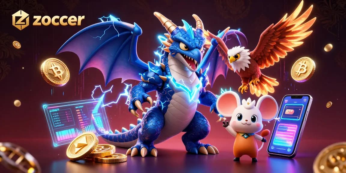 Zoccer-themed illustration showing a thunder dragon and gaming elements, perfect for casino visuals.