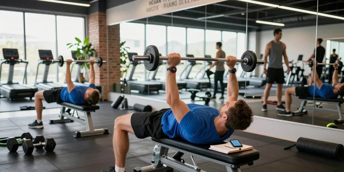 Ein Athlet im Anabolika Shop, der im modernen Fitnessstudio mit perfekter Technik trainiert.