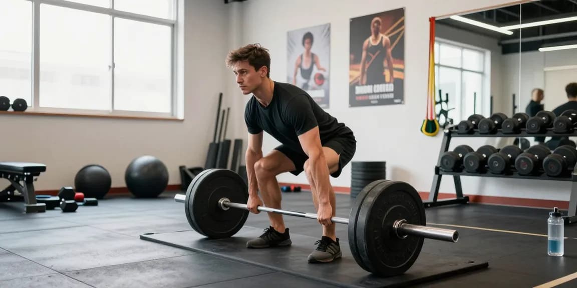 Bodybuilder bei der Verwendung von Selliza Shop Produkten im modernen Fitnessstudio.
