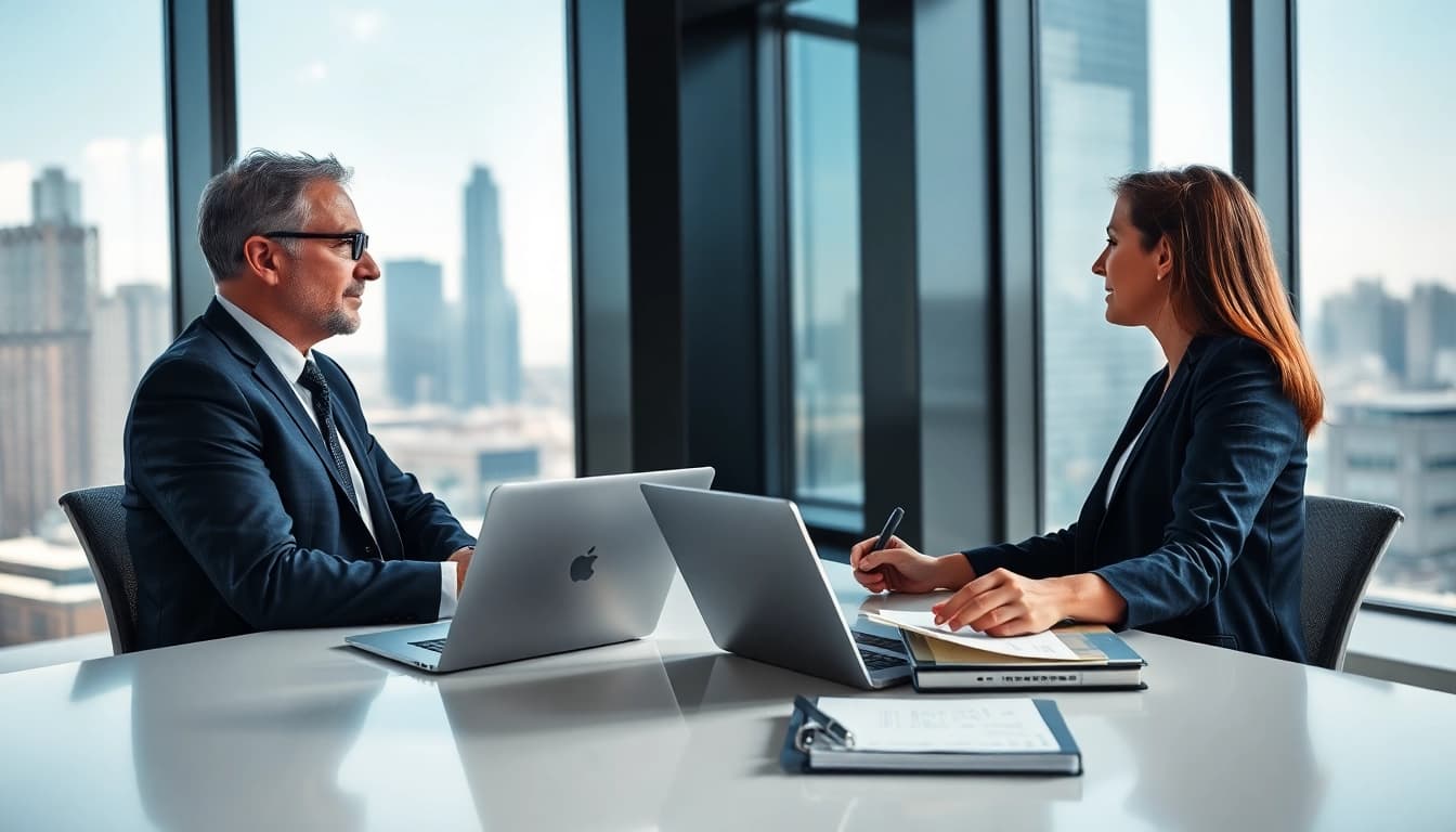 Headhunter Schweiz berät einen Klienten in einem modernen Büro mit professioneller Atmosphäre