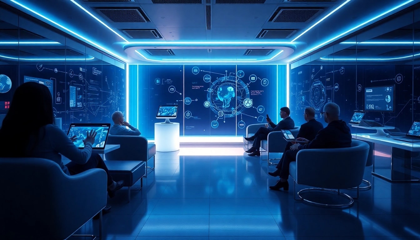 Dynamic AI interaction space focused on ai 18+ experiences with futuristic design.