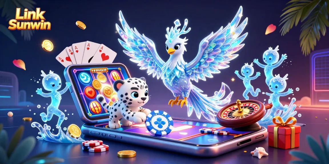 Play games like Link Sunwin with vibrant visuals featuring a phoenix, leopard, and glowing sprites.
