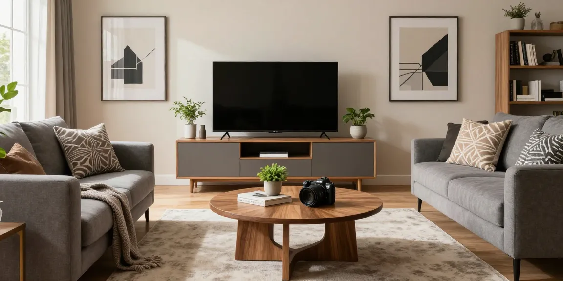 Elegantes Wohnzimmer mit stilvollem Sofa und modernem Dekor, das einen Möbel Shop Online repräsentiert.