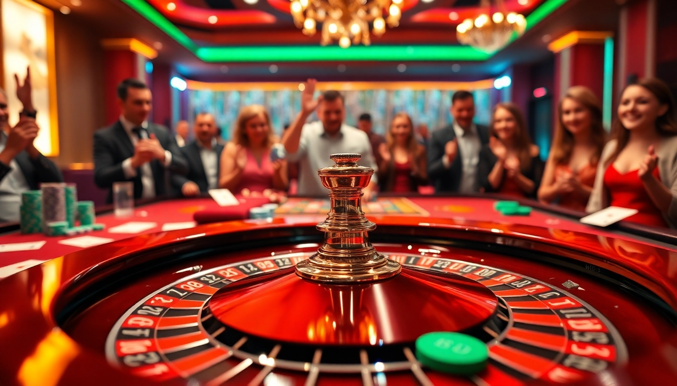 Játékosok a magyar online casino izgalmas asztalánál, élvezve a nyeremény lehetőségét.