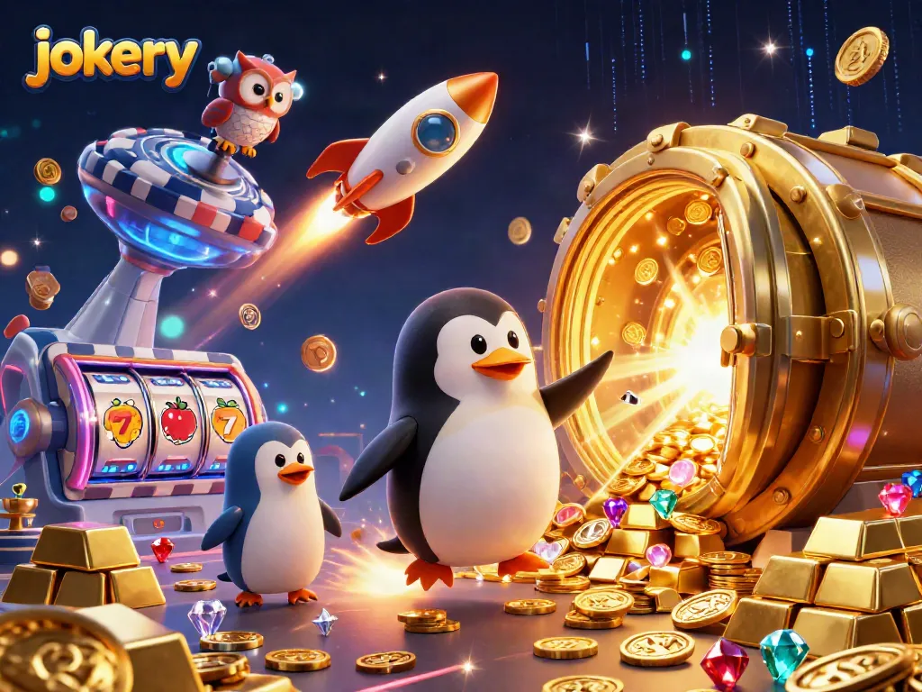 Experience jokery excitement in a vibrant animated scene filled with dynamic casino elements.