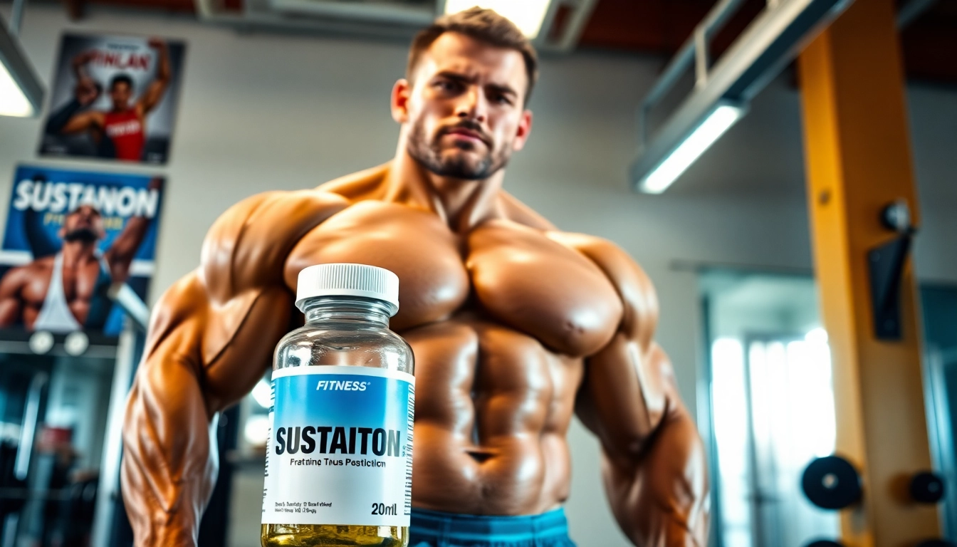 Sustanon kaufen für Bodybuilder im Fitnessstudio mit professioneller Atmosphäre.