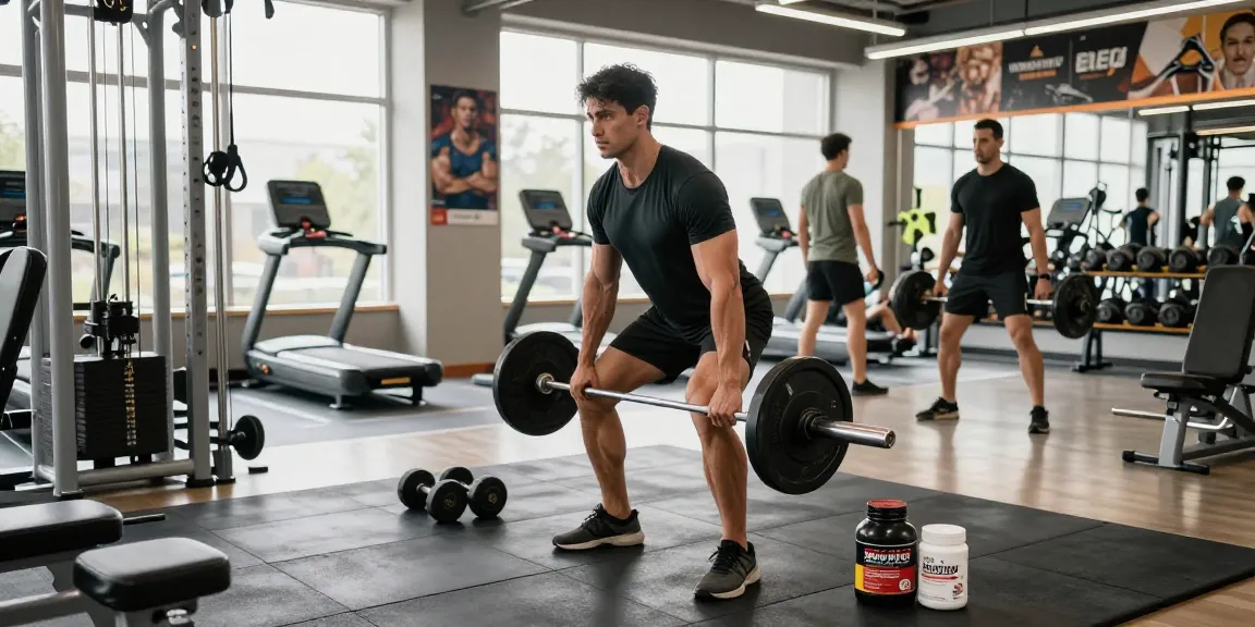 Global Pharma Steroids unterstützen Sportler beim Training in modernem Fitnessstudio.