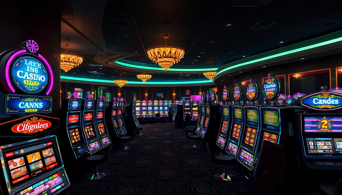 Erlebe den aufregenden bonus casino, während die bunten Spielautomaten in einer einladenden Atmosphäre leuchten.