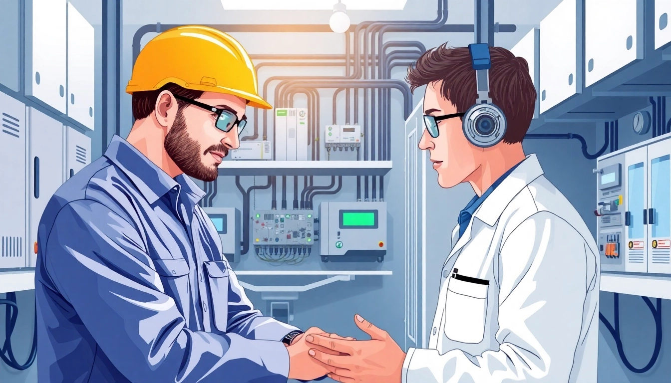 Technician conducting DGUV V3 Prüfung on electrical equipment to ensure workplace safety.