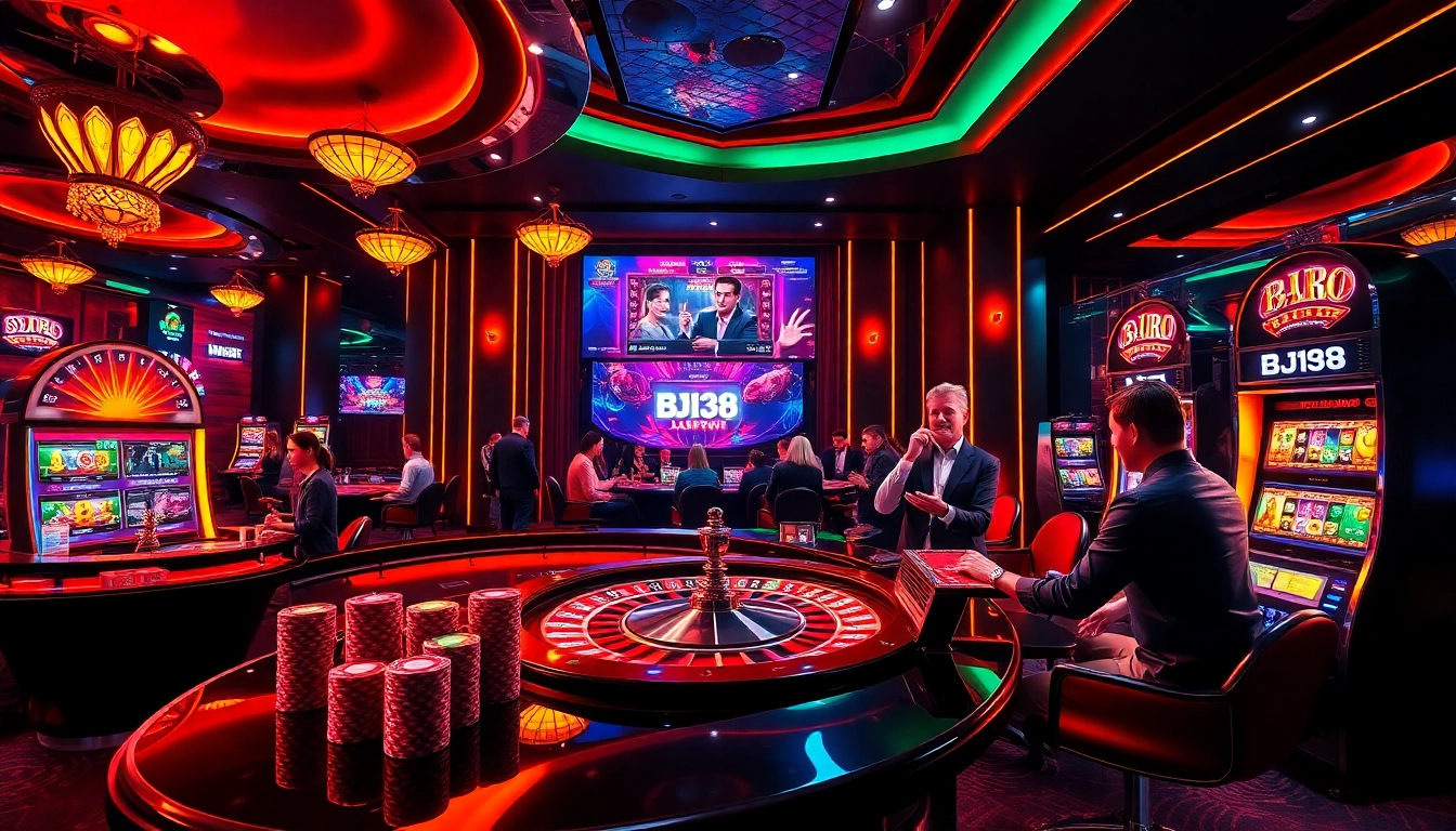 Experience high-stakes gambling at BJ38 with vibrant casino tables and thrilling gameplay.