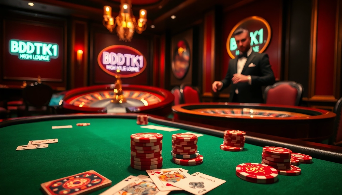 Experience BDTK1 excitement at a luxurious casino poker table surrounded by vibrant chips and cards.