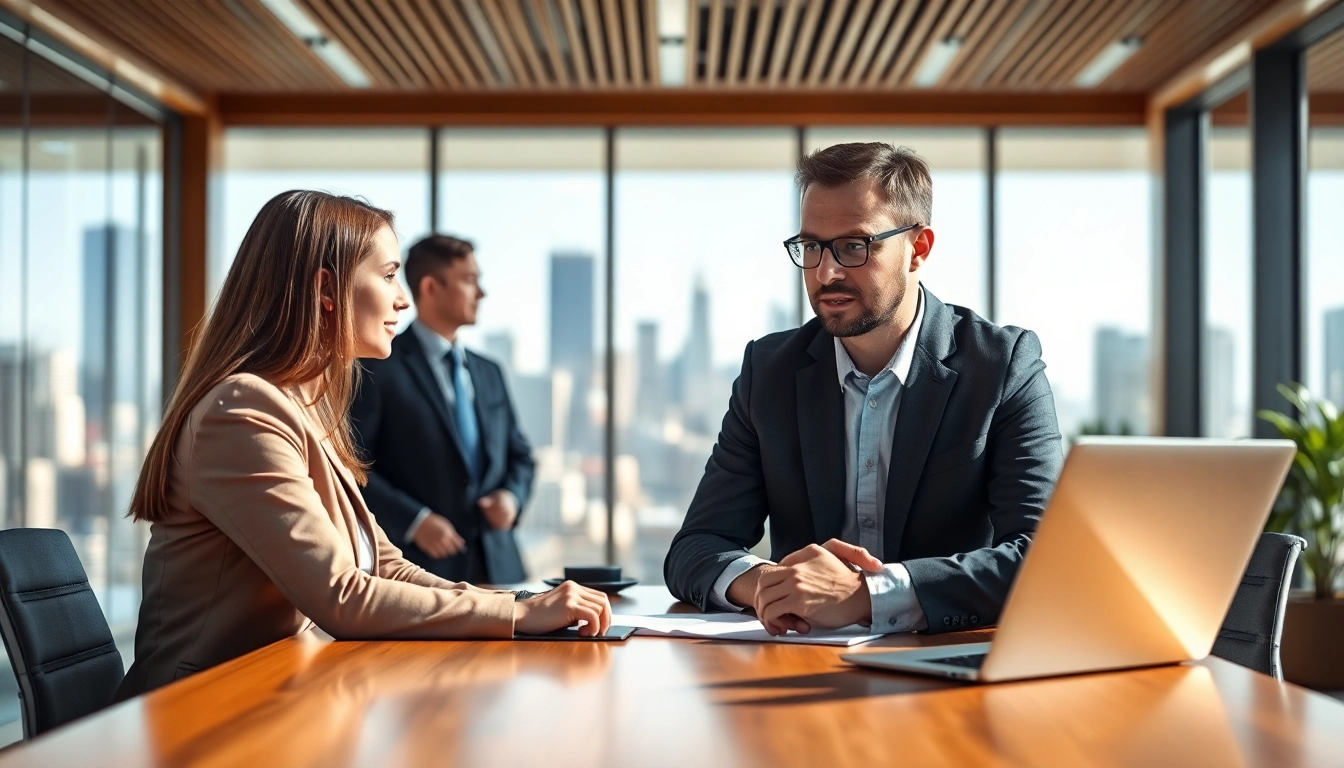 Headhunter Schweiz berät Kunden in modernem Büro, fokussiert und professionell