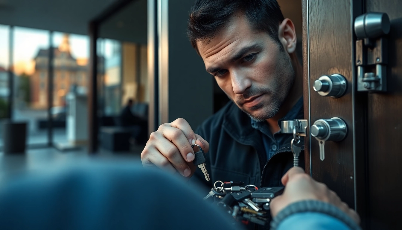 Professioneller Schlüsseldienst in Wiesbaden demonstriert Fachkenntnisse bei der Notöffnung von Türen.